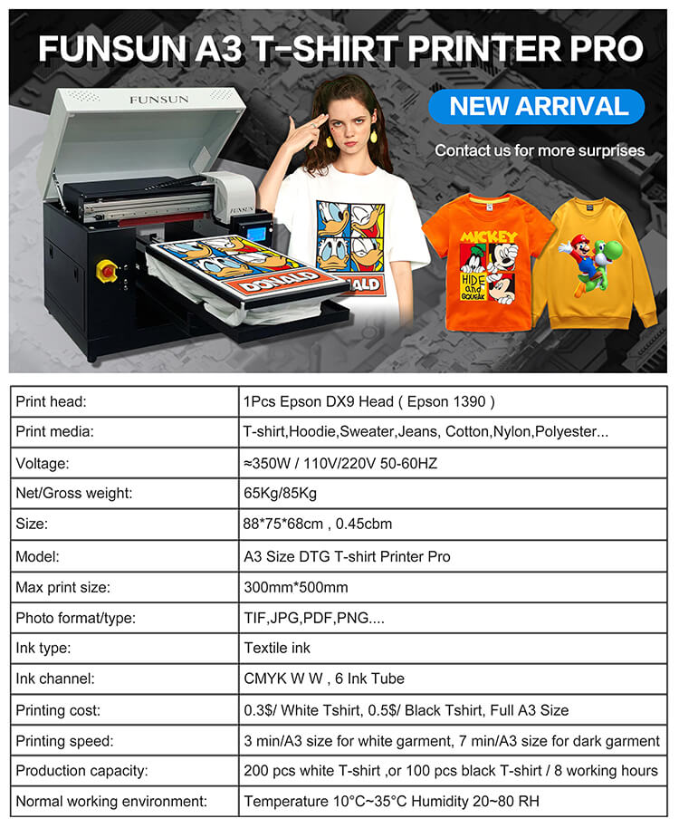 a3/a4 size dtg printer t-shirt printer