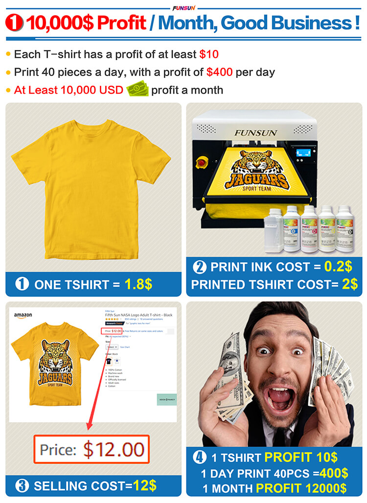 Funsun Digital Clothing Tshirt Logo Printing Custom T Shirt